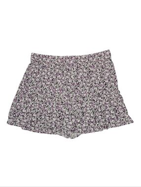 Zara Purple Floral High-Waist Ruffled Skort Size Large